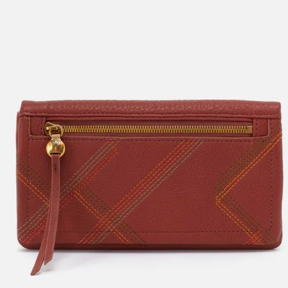 HOBO Lumen Continental Leather Bifold Wallet, Pebbled Leather Rust, NWT‎
